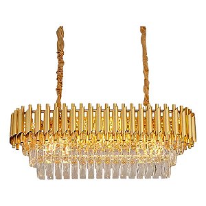 Pendente Dourado com Vidro Transparente 75X35cm 8xE14 (DCD06512)