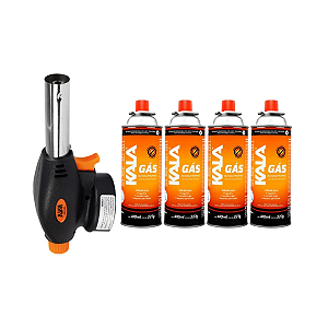 KIT MAÇARICO + 4 CARTUCHOS DE GÁS - KALA