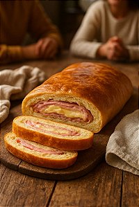 Pão recheado de presunto e queijo