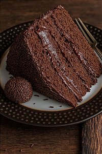 Fatia De Bolo de Chocolate Cremoso
