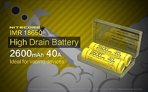 Bateria Nitecore 18650 IMR (Alta Drenagem) 40A 2600 mAh