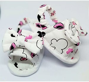 Sandalia de tecido para bebê Minnie