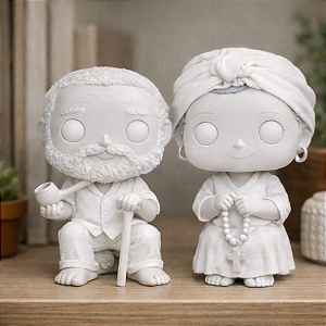 Estatua decorativa casal Preto Velho