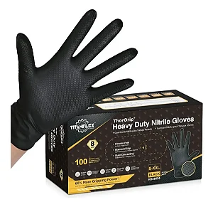 Luva Nitrílica Super Safety Titanflex Preta 100 Unidades | CA 38645