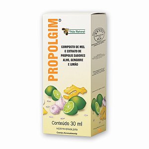 Propolgim | Composto de Mel e Extrato de Própolis - Sabores Alho, Gengibre e Limão | 30ml