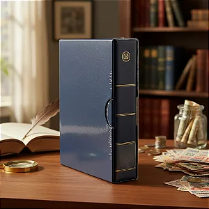 Álbum Super Luxo Azul Cédulas Moedas E Selos 32x24cm 21x28cm