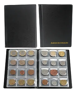 Álbum Colecionador 120 Moedas Bolsos 3x3 Cm Até 27 Mm