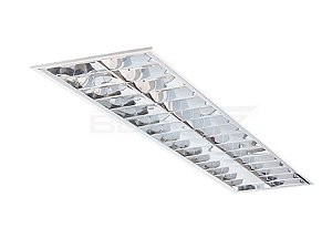 Luminária Comercial 2x32x36/40W De Embutir Com 10 Aletas Branca Com 26 cm de Largura