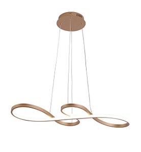Pendente de Teto LED 47W 3525lm Três Temperaturas de Cor Bivolt Dourado e Silicone com Cabo de 1,5m