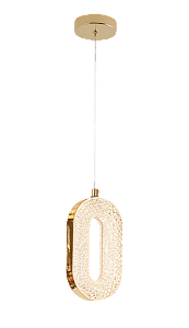 Pendente LED 8W 3000K Bivolt Metal Dourado e Plástico com Cabo de 1,5m