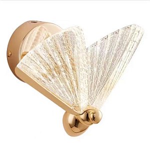Arandela Borboleta 20x17cm 6W 3000K Bivolt Metal Dourado e Acrílico
