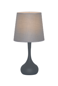 Abajur de Mesa Cinza com Cúpula de Linho 23x45cm E27×1 Metal Cinza+Cúpula Linho Cinza Cabo: 1,5M