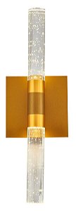 Arandela de Parede LED 6W 3000K Bivolt Metal Dourado e Cristal 12×33cm