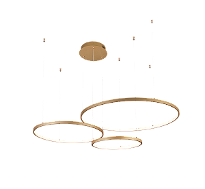 Pendente LED 112W 7840LM 3000K Bivolt Alumínio Dourado e Silicone com Cabo de 4M