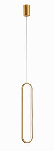 Pendente LED 60×10CM 28W 3000K Metal e Silicone Dourado com Cabo de 2M