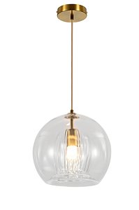 Pendente de Metal Bronze e Vidro Transparente com Soquete E27 de 20cm
