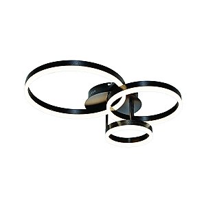 Plafon LED Luz Direta 56W 4200LM 3000K Bivolt Metal Preto e Acrílico 20×30×40CM