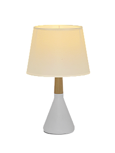 Abajur de Mesa Branco com Cúpula de Linho Branco e Base de Metal Branco