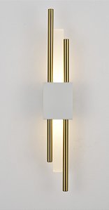 Arandela de Parede LED 6W 3000K Bivolt Metal Dourado e Acrílico 49x8cm
