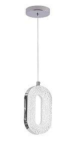 Pendente LED 8W 600LM 3000K Bivolt Metal Cromado e Plástico com Cabo de 1,5M