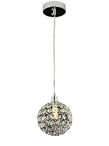 Pendente 12CM G9×1 Metal Cromado com Cristal e Cabo de 1,5M