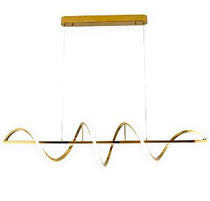 Pendente LED 120CM 53W 3000K 5300LM Bivolt Inox Champagne e Silicone com Cabo de 2M