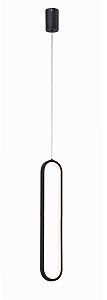 Pendente LED 60×10CM 28W 3000K Metal e Silicone Preto com Cabo de 2M