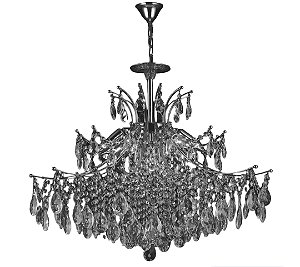 Lustre Pendente de Cristal 80x65cm com 9 Lâmpadas E14 em Metal Cromado