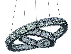 Pendente de Cristal com Controle Remoto 66W 3000K 4000K 6000K Bivolt Metal Cromado