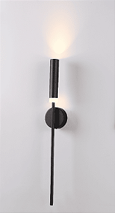 Arandela LED 65CM 7W 3000K Bivolt em Metal Preto e Acrílico