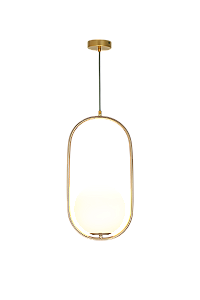 Pendente de Metal Bronze e Vidro Branco E27 26x50cm