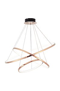 Pendente LED 3 Anéis Inox Rose e Silicone 55W 3000K Bivolt com Cabo de 2M