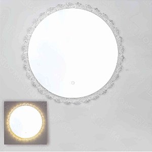 Espelho com LED Redondo 60cm 16W Bivolt IP67 3 Temperaturas (3000K/4500K/6000K) 1280lm  Metal, Vidro e Acrílico