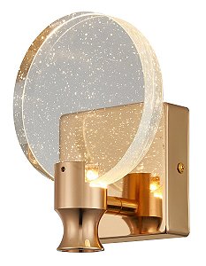 Arandela de Parede LED 6W 3000K Bivolt Metal Dourado e Cristal