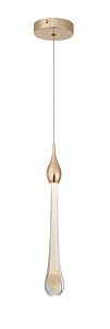 Pendente de Teto LED 5W 3000K Bivolt em Metal e Cristal Dourado com Cabo de 1,5m