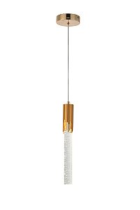 Pendente de Teto LED 5W 3000K Bivolt Metal Dourado e Cristal com Cabo de 1,5m