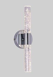 Arandela de Parede LED 6W 3000K Bivolt Metal Cromado e Cristal Transparente 34x3,5x7,5cm