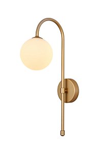 Arandela Metal Dourado com Vidro Branco de 12cm