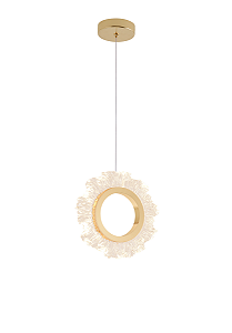 Pendente LED 20CM 6W 450LM 3000K Bivolt Metal Dourado e Acrílico com Cabo de 2M