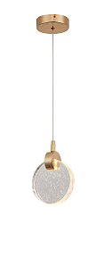 Pendente LED 13CM 5W 3000K Bivolt Metal Dourado e Cristal com Cabo de 1,5M