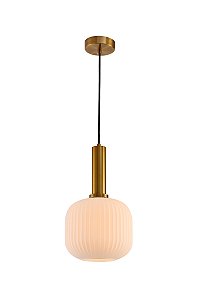 Pendente de Metal Bronze e Vidro Branco com Soquete E27 e Cabo de 1,5M