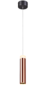 Pendente LED Cilíndrico 7W 3000K Bivolt Metal Bronze e Acrílico com Cabo de 2m