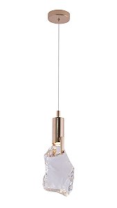 Pendente de Metal Dourado e Cristal com Lâmpada G9 Inclusa, 10×30×5CM, 3000K, Bivolt, Cabo de 2M