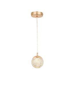 Pendente LED 10CM 5W 3000K 300LM Metal Dourado e Cristal com Cabo de 1,5M