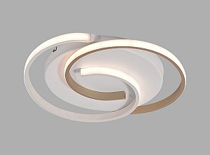Plafon LED 40x40cm 44W 3000K/6000K 4400lm Bivolt Alumínio Dourado e Silicone