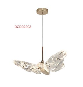 Pendente Mini Borboleta 20×14CM 8W 800LM 3000K Bivolt Metal Dourado + Acrílico Cabo: 2M