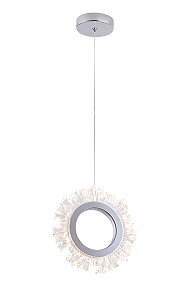 Pendente LED Ø20cm 6W 450lm 3000K Bivolt Metal Cromado e Acrílico com Cabo de 2m