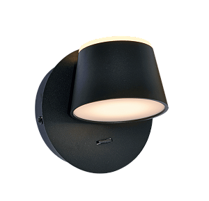 Arandela com Interruptor Luz Direta e Indireta 12×12cm 14W 3000K 1400lm Bivolt Metal Preto e Acrílico