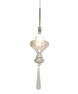 Pendente 10×35cm G4 Metal Cromado e Vidro com Cabo de 1,5m