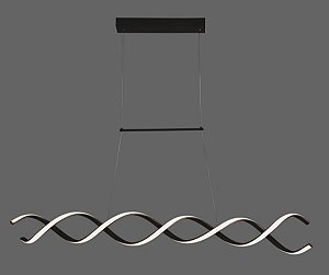 Pendente Cilíndrico 16×110CM 38W 2850LM 3000K Bivolt em Metal Preto e Silicone com Cabo de 1,5M